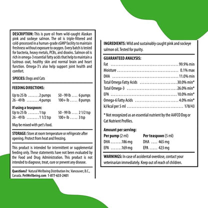 Pet Wellbeing Wild Alaskan Salmon Oil for Dogs & Cats - Daily Omega-3 Fish Oil for Healthy Skin, Coat, Mobility, Joints, Heart Health - EPA, DHA - 16 fl oz (473 ml)