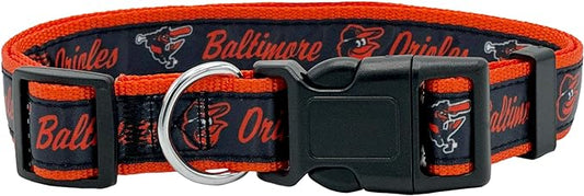 MLB Baltimore Orioles Licensed PET COLLAR- Heavy-Duty, Strong, and Durable Dog Collar. Available in 29 Baseball Teams and 4 Sizes