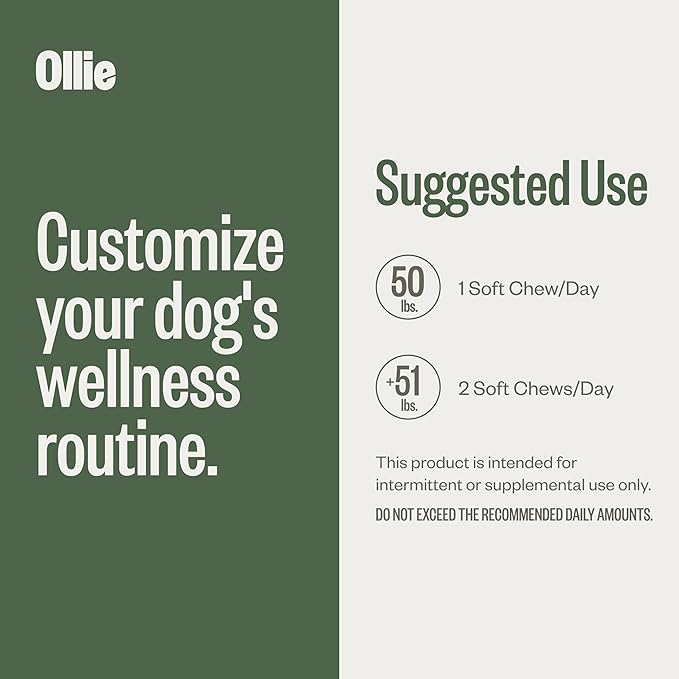 Ollie Belly Rubs Dog Probiotic Chews - Probiotics for Dogs - Dog Upset Stomach Relief - Probiotics for Dogs Digestive Health - Natural Dog Probiotics - Digestive Probiotics for Dogs - 60 count Appx.
