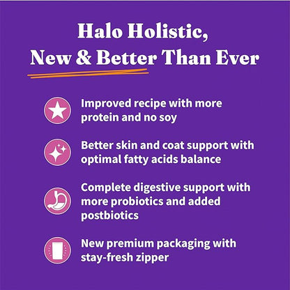 Halo Purely for Pets Holistic Dog Food, Complete Digestive Health Grain Free Cage-Free Turkey and Sweet Potato Recipe, Healthy Weight Support, Dry Dog Food Bag, Adult Formula, 3.5-lb Bag