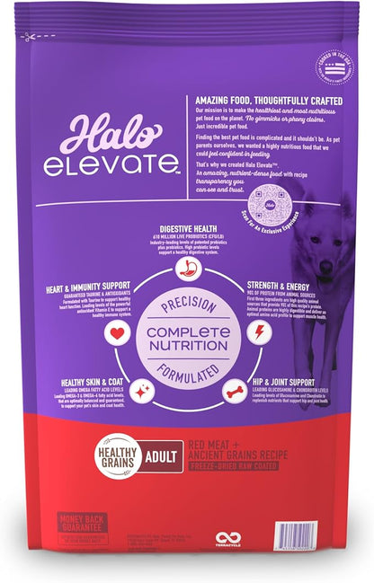 Halo Elevate Dry Dog Food, Healthy Grains Red Meat Recipe, 20lb