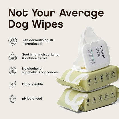 Renewing Aloe and Bamboo Dog Wipes by Floof - Cleansing, Moisturizing, Hypoallergenic Wipes for Paws, Face, Body | Natural Fragrance | Safe for All Breeds | Vet Dermatologist Formulated | 30 Wipes (1)