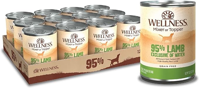 Wellness 95% Lamb Natural Wet Grain Free Canned Dog Food, 13.2-Ounce Can (Pack of 12)