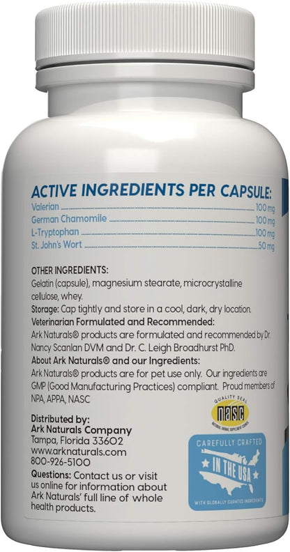 ARK NATURALS Happy Traveler Capsules, Natural Calming Treats for Dogs and Cats, Reduces Anxious and Nervous Behavior, 30 Count, Packaging May Vary,Blue,700146