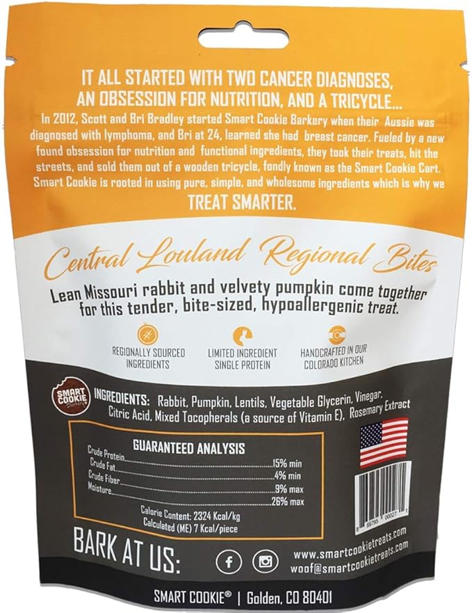 All Natural Dog Treats - Rabbit & Pumpkin - Training Treats for Dogs & Puppies with Allergies, Sensitive Stomachs - Soft Dog Treats, Grain Free, Chewy, Human-Grade, Made in USA - 5oz Bag
