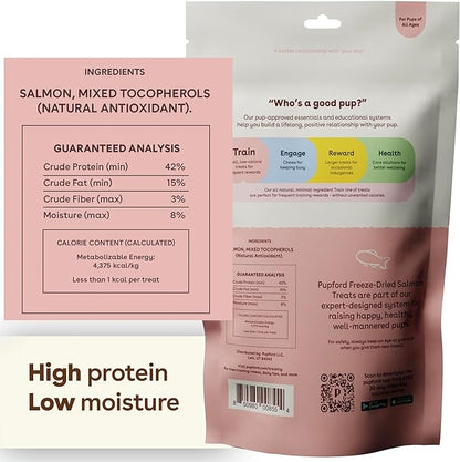 Pupford Freeze Dried Training Treats for Dogs & Puppies, 1400+ Two Ingredient Bites (Salmon, 4 oz, 3 Pack)