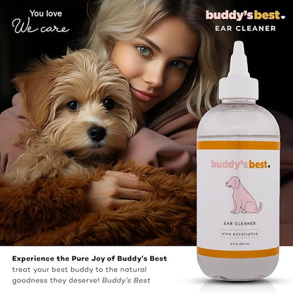 Buddy's Best, Dog Ear Cleaner Solution - for Pet and Puppy Ear Wax Cleaning - Anti Itch for Dogs Ears - 8oz, 240ml Dog Ear Cleaners