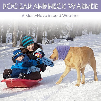 Dog Ear Cover for Anxiety Relief, Dog Ear Muffs, Dog Calming Hoodie Head Cover Sleeves with Velcro, Pet Cats and Dogs Ear Protector, and Bathing Warm Winter Dog Ear Scarf(Purple, S)