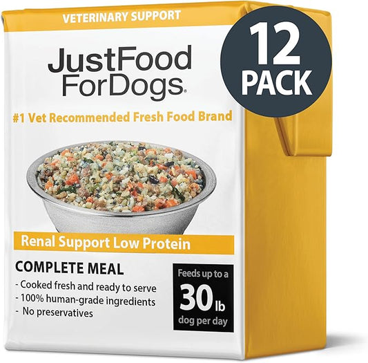JustFoodForDogs Pantry Fresh Wet Dog Food for Kidney Health, Rx Renal Support Lamb & Rice Human Grade Dog Food Recipe - 12.5 oz (Pack of 12)