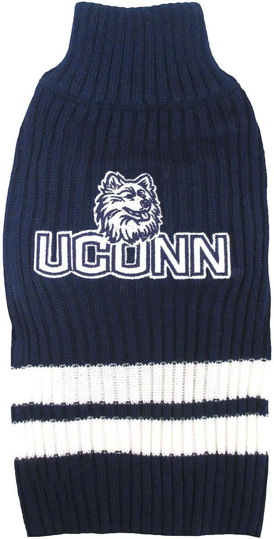 Pets First NCAA Connecticut Huskies Dog Sweater, Size X-Small. Warm & Cozy Knit Pet Sweater with NCAA Team Logo, Best Puppy Sweater for Large & Small Dogs