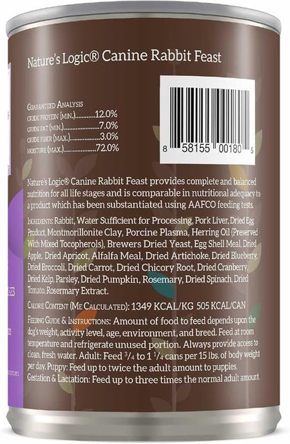Natures Logic NL00180 Grain-Free Rabbit Feast Wet Dog Food, One Size