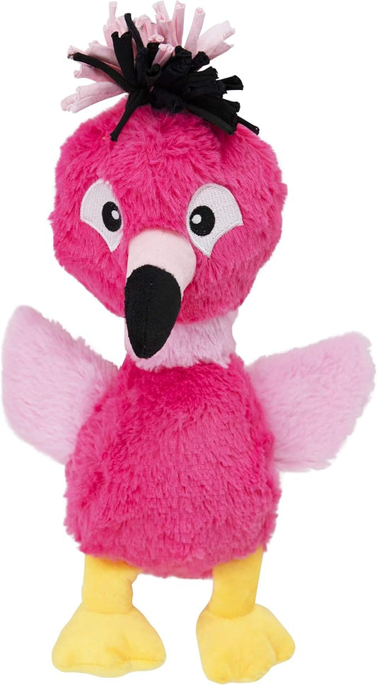 Outward Hound Braidy Budz Pink Flamingo Dog Toy - Cozy Plush Outside with Twisted Braided Jersey Inside, Small