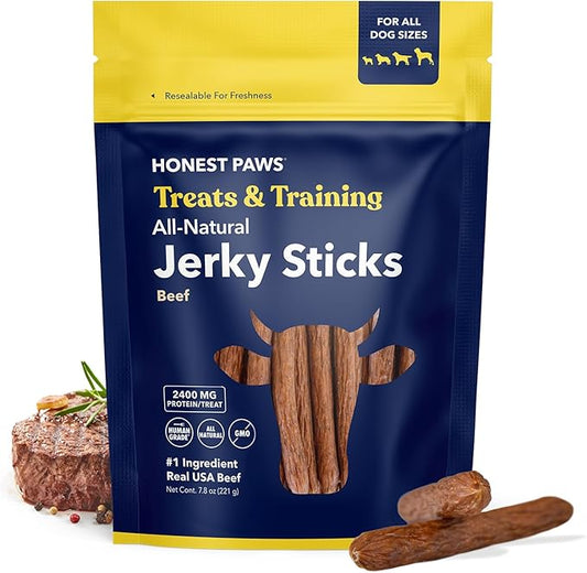 Honest Paws Dog Jerky Treats - All-Natural Jerky Dog Treats for Training Pets - Human Grade Sticks - Real USA Beef