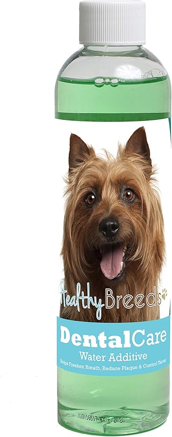 Healthy Breeds Dog Dental Care Water Additive for Australian Terrier - Helps Freshen Breath, Reduce Plaque & Control Tartar - Mint Flavor - 8 oz