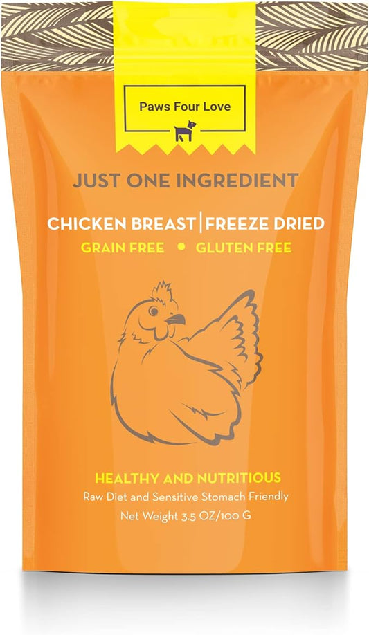 Fully Natural Organic Freeze Dried Dog/Cat Treats Food Toppers Single Ingredient, USA Made, Healthy, High Value, Gluten Grain Free, High Protein, Diabetic Friendly (1, Chicken)