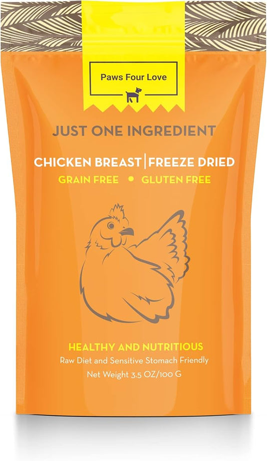 Fully Natural Organic Freeze Dried Dog/Cat Treats Single Ingredient, Healthy, High Value, Gluten and Grain Free, High Protein, Dog/Cat Diabetic Friendly (3 Bag, Chicken)