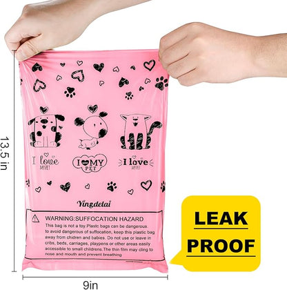 Dog Poop Bag Biodegradable - 540 Count Dog Waste Bags with Dispenser, Extra Thick Strong Leak proof Poop Bags for Dogs Doggy | Scented Pink