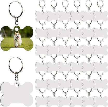 80 pcs Sublimation dog tag blanks MDF double-sided printed dog tag Keyring medium density plate heat transfer printing 40 pcs sublimation dog tags blanks
