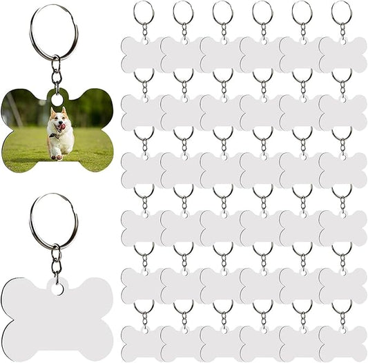 80 pcs Sublimation dog tag blanks MDF double-sided printed dog tag Keyring medium density plate heat transfer printing 40 pcs sublimation dog tags blanks