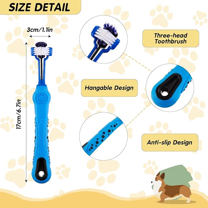 5 Pcs Three Sided Dog Toothbrush Dental Oral Care PET Dog Tooth Brush Dog Tooth Brushing Kit for Puppy Cat Cleaning Mouth Teeth Removing Bad Breath Tartar, 5 Colors