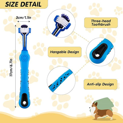 5 Pcs Three Sided Dog Toothbrush Dental Oral Care PET Dog Tooth Brush Dog Tooth Brushing Kit for Puppy Cat Cleaning Mouth Teeth Removing Bad Breath Tartar, 5 Colors