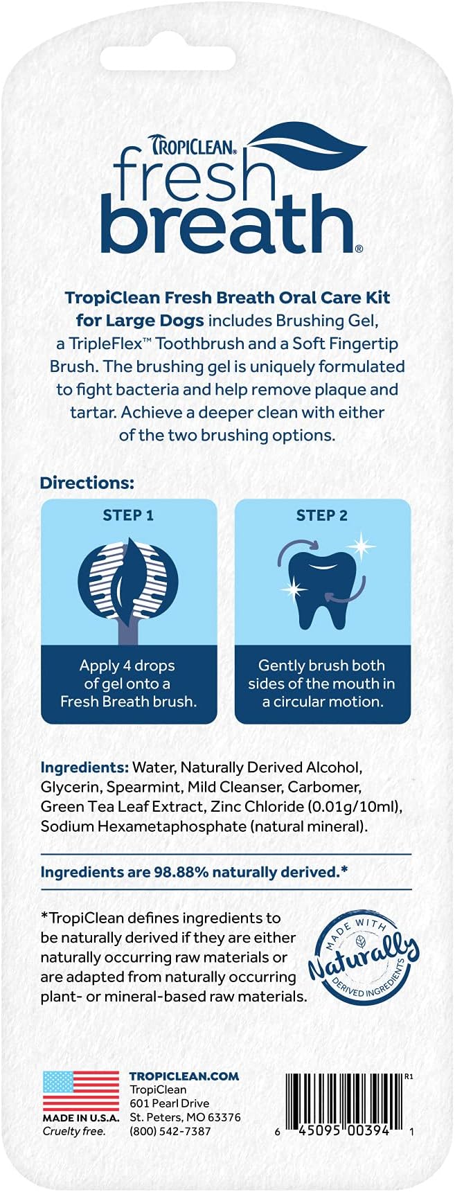 Fresh Breath Certified Wellness Collection Vet Strength Oral Care Kit for Large Dogs - Removes Plaque & Tartar - Freshens Bad Dog Breath - Teeth Cleaning Kit