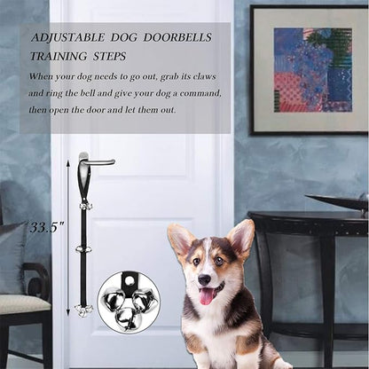 4-in-1 Dog Training Set, Puppy Training Treats- Dog Treat Training Pouch, Dog Whistle, Dog Doorbells, Dog Clicker, Ideal Gift for First Time Pet Owners, Training Dog Owners (Black)