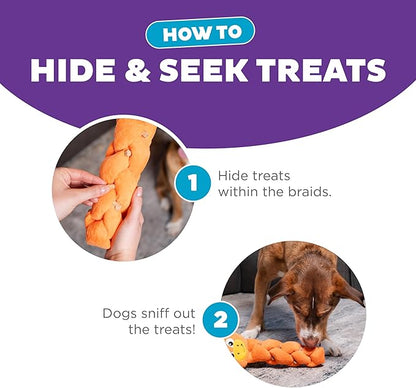 Outward Hound Nina Ottosson Twistiez Interactive Plush Dog Puzzle Dog Enrichment Toys Dog Treat Puzzle, Plush, Dragon, Orange