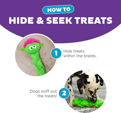 Outward Hound Nina Ottosson Twistiez Interactive Plush Dog Puzzle Dog Enrichment Toys Dog Treat Puzzle, Plush, Small, Green