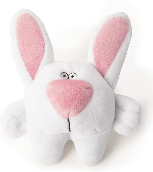 goDog Big Nose Bunny Squeaky Plush Dog Toy, Chew Guard Technology - White, Small