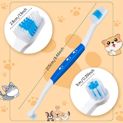 Pet Toothbrush for Dogs, Cats, Double Headed Pet Toothbrush with Soft Bristles, Easy Teeth Cleaning, Non Slip Dog Toothbrushes in Bulk (pack of 3)