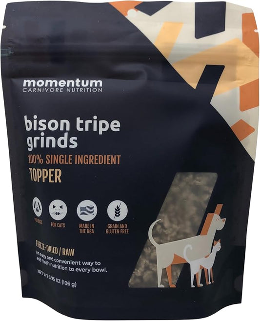 Momentum Carnivore Nutrition Freeze Dried Raw Bison Tripe Topper 3.75 Oz Bag