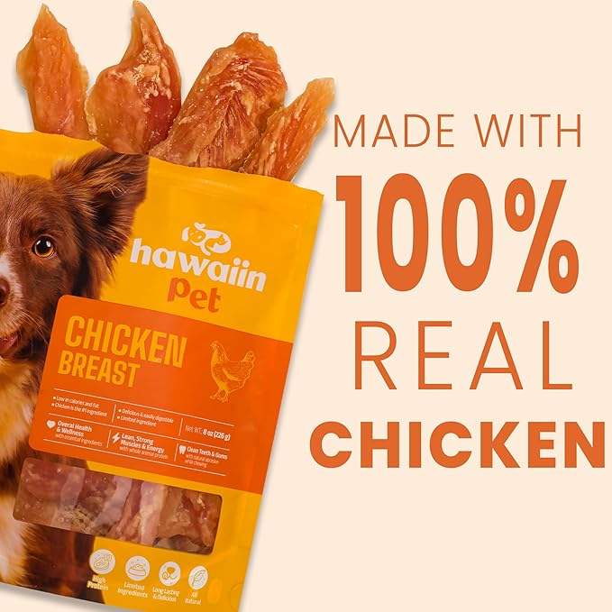 Chicken Jerky Dog Treats 8 oz, Rawhide-Free, Grain-Free, Made with Real Breast, Healthy, Long-Lasting and Great Tasting Treat