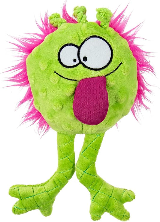 goDog PlayClean Germs Squeaky Plush Dog Toy with Odor-Eliminating Essential Oils, Chew Guard Technology - Lime, Large