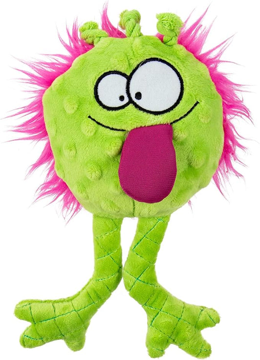 goDog PlayClean Germs Squeaky Plush Dog Toy with Odor-Eliminating Essential Oils, Chew Guard Technology - Lime, Small