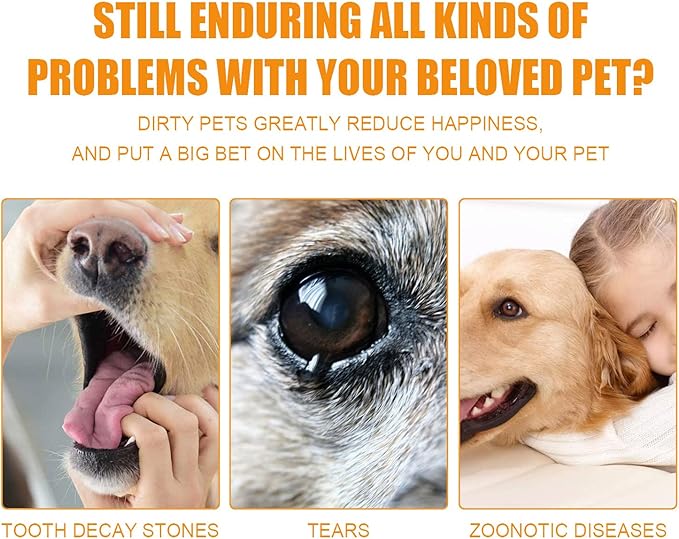 Pet Dental Fingers Wipes, 50Pcs Dog Teeth Cleaning Finger Cots, Oral Wipes Pads for Dogs and Cats Ear Eye Face - Optimize Oral Health Reduces Plaque, Freshens Breath