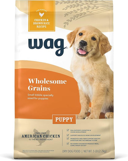 Amazon Brand - Wag Dry Dog Puppy Food, Chicken and Brown Rice, 5 lb