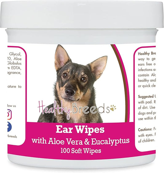 Healthy Breeds Swedish Vallhund Ear Cleaning Wipes with Aloe & Eucalyptus for Dogs 100 Count