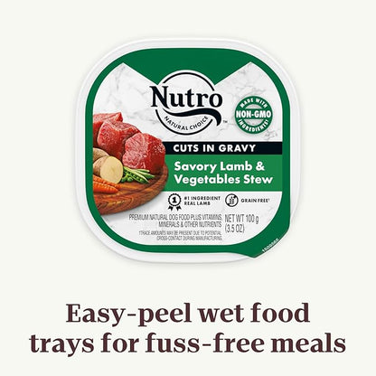 NUTRO Adult Natural Grain Free Wet Dog Food Cuts in Gravy Savory Lamb & Vegetables Stew Recipe, 3.5 oz. Trays (Pack of 24)