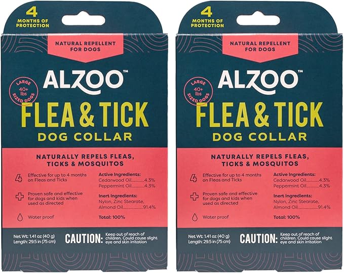 Flea & Tick Dog Collar, Helps Repel Fleas, Ticks & Mosquitoes, 100% Plant-Based Active Ingredients, Phthalates and PVC Free, for Large Dogs: 40+ lbs, Pack of 2