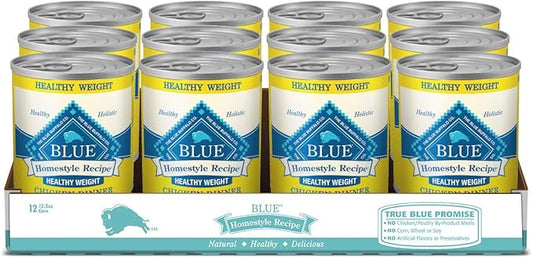 Blue Buffalo Homestyle Recipe Natural Adult Healthy Weight Wet Dog Food, Chicken 12.5-oz can (Pack of 12)