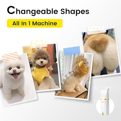 FERRISA Dog Clippers for Grooming, Small Dog Clipper Dog Grooming Kit with 4 Blade Heads, Low Noise Dog Grooming kit for Dogs Hair, Dog Clippers of Eyes, Ears, Face, Rump