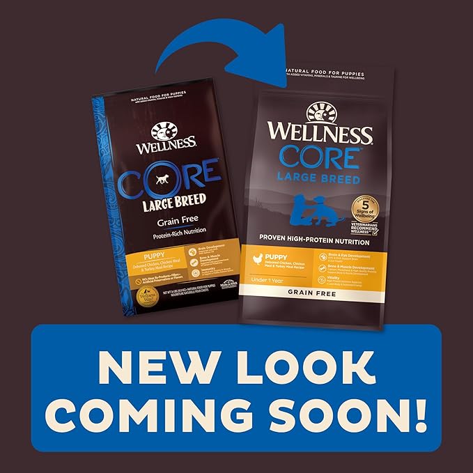 Wellness Natural Pet Food Wellness CORE Grain-Free High-Protein Large Breed Dry Dog Food, Natural Ingredients, Made in USA with Real Chicken (Puppy, 24-Pound Bag)