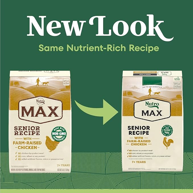 Nutro Max Senior Dry Dog Food with Farm-Raised Chicken, 25 lb. Bag