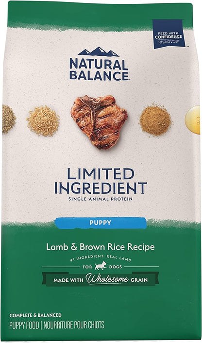 Natural Balance Limited Ingredient Puppy Dry Dog Food with Healthy Grains, Lamb & Brown Rice Recipe, 12 Pound (Pack of 1)