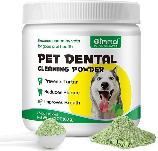 Dog Teeth Cleaning Powder(2.82 OZ), Dog Dental Powder, Dental Powder for Dogs with Probiotics, Removes Plaque, Tarter, Stains, Freshens Breath, Dog Breath Freshener,Supports Healthy Mouth for Dogs