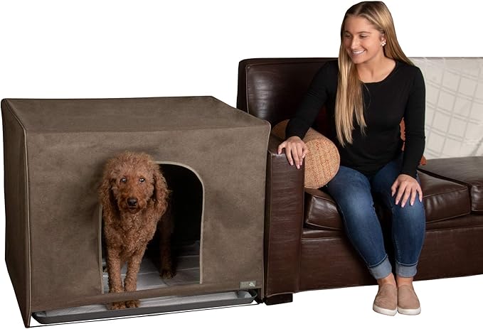 Pet Gear Pro Pawty, Potty Training Aid for Dogs, Discreetly Covers Pee Pads and Grass Patches, Removable Tray Included, Optional Wall Guard Accessory for Extra Protection from Messes, Large, Espresso