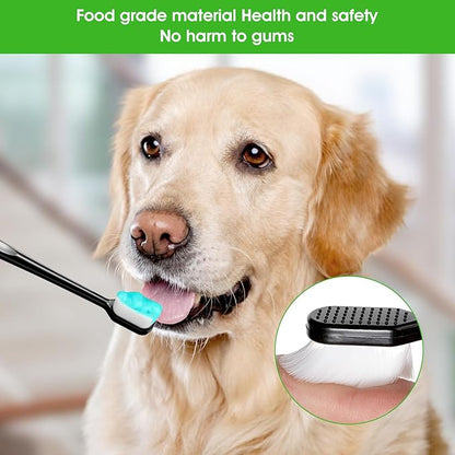 Dog Toothbrush, 4 Pcs Soft Dog Tooth Brushing Kit, Puppy Toothbrush Long Handle Pet Toothbrush Universal for Pet Dogs Teeth Cleaning and Oral Care Dental Hygiene Convenient (Black, White)