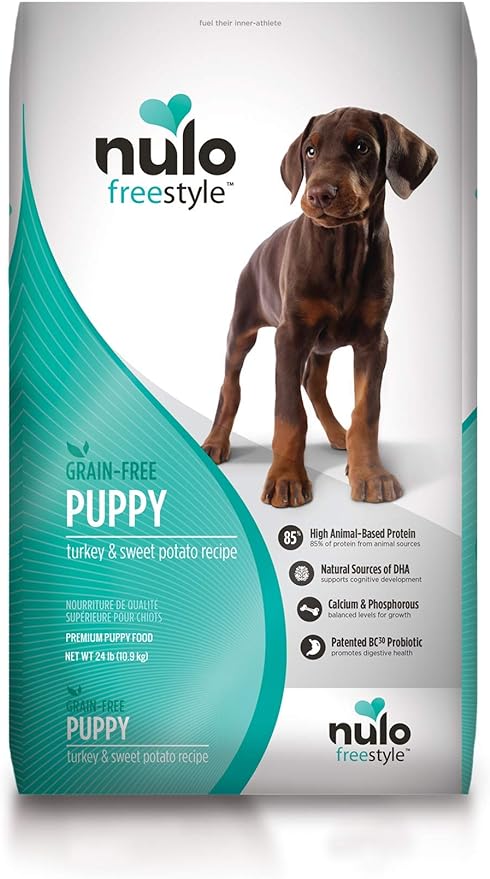 Nulo Puppy Food Grain Free Dry Food With Bc30 Probiotic And Dha (Turkey And Sweet Potato Recipe, 24Lb Bag)