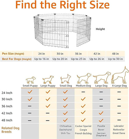 Amazon Basics Foldable Octagonal Metal Exercise Pet Play Pen for Dogs, Fence Pen, No Door, Extra Small, 60 x 60 x 24 Inches, black